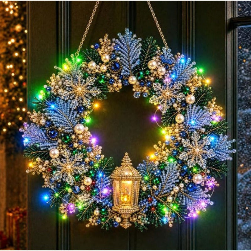 LED Christmas-Themed DIY Pearl and Diamond Painting（With string lights）