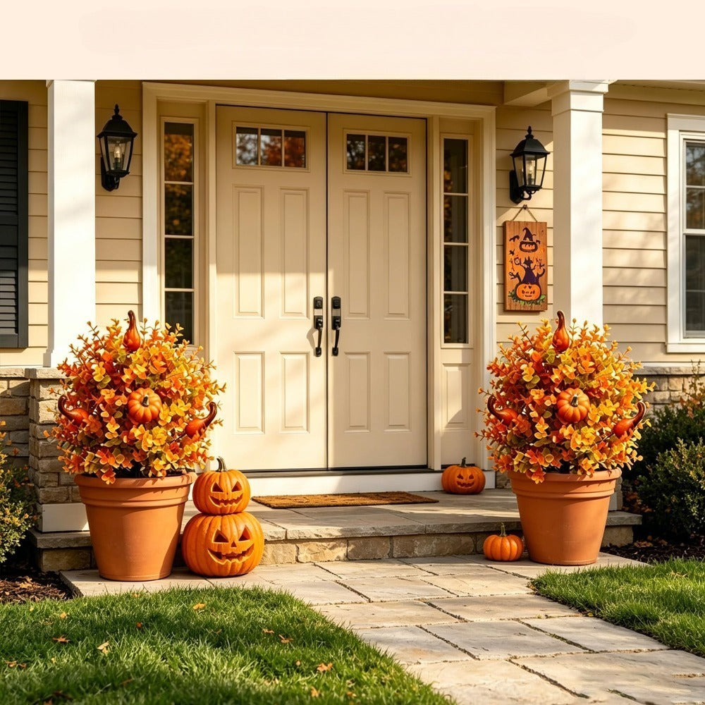Halloween-themed eucalyptus pumpkin planting