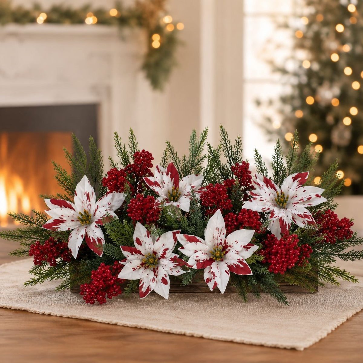 Artificial Poinsettia Potted Plant Insert
