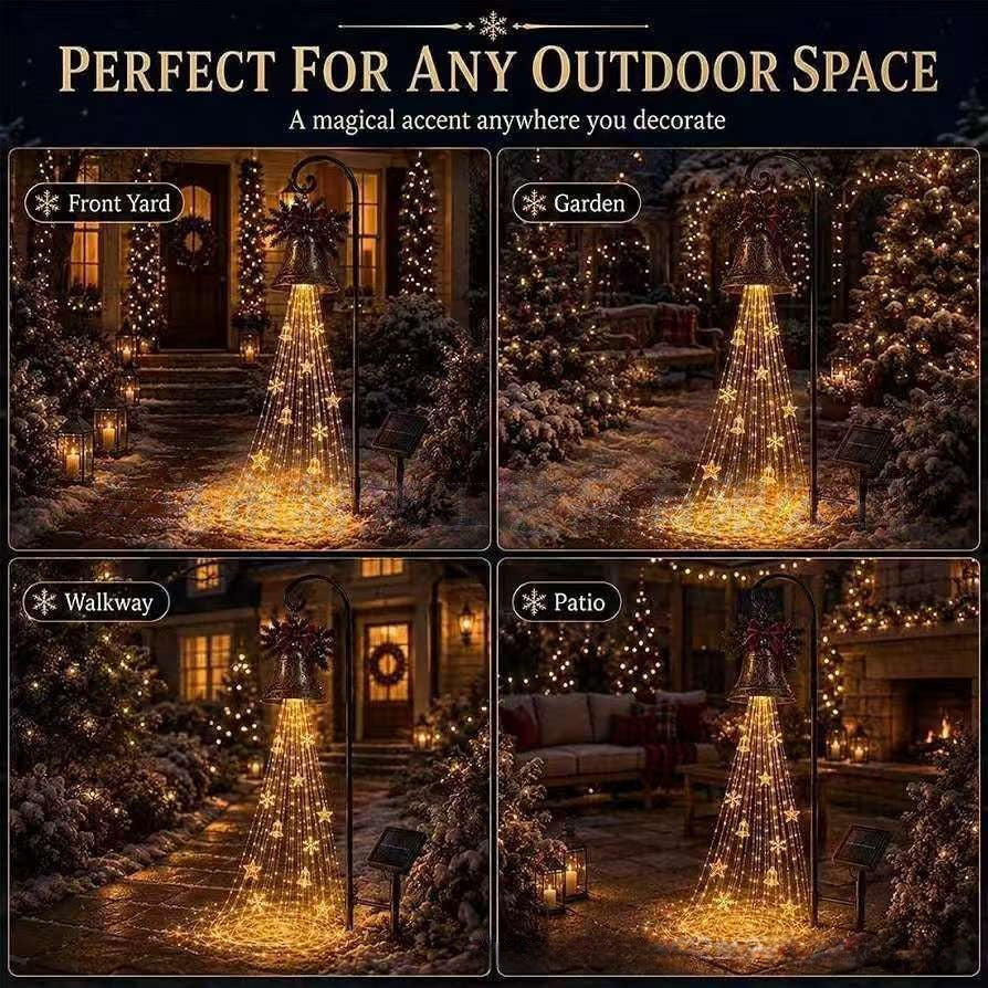 Christmas Bell Cascade Solar Yard Light