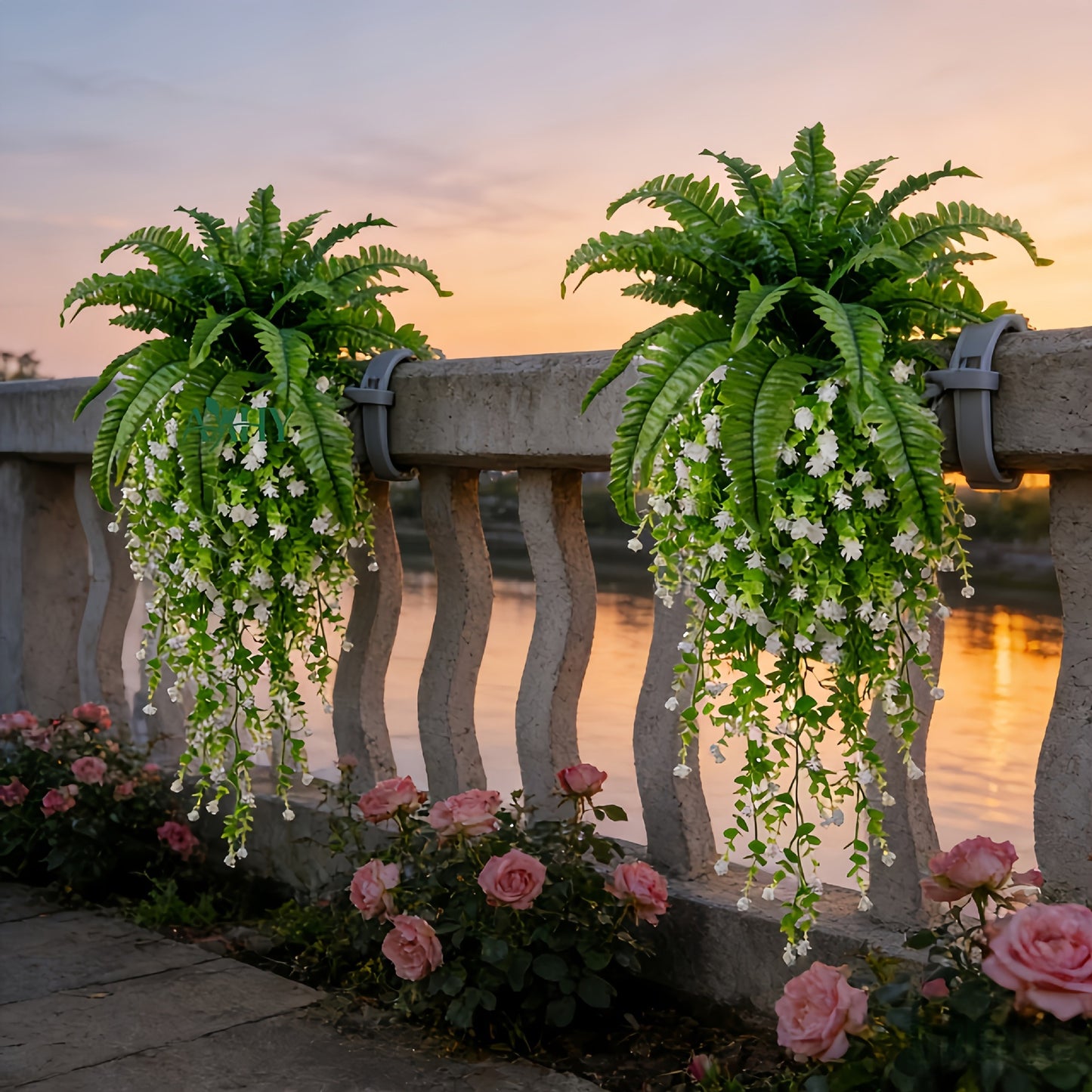 Mixed Artificial Boston Fern and Camellia Vine