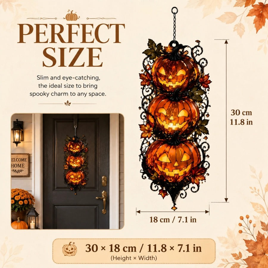 Acrylic Triple-Pumpkin Halloween Hanging Decoration