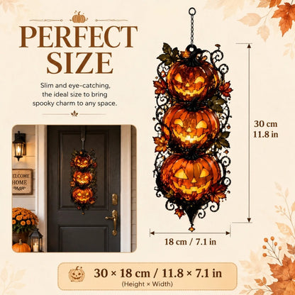 Acrylic Triple-Pumpkin Halloween Hanging Decoration