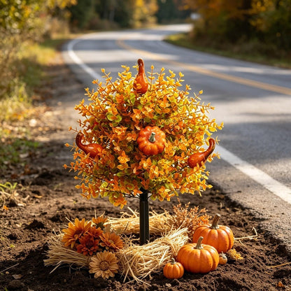 Halloween-themed eucalyptus pumpkin planting