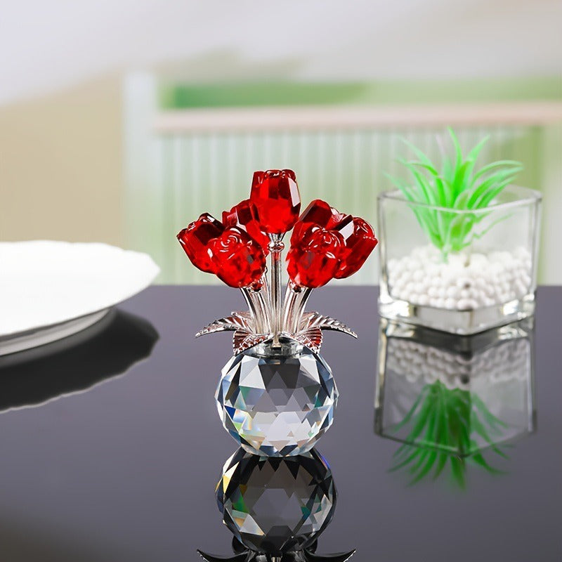 Exquisite Crystal Rose Ornament