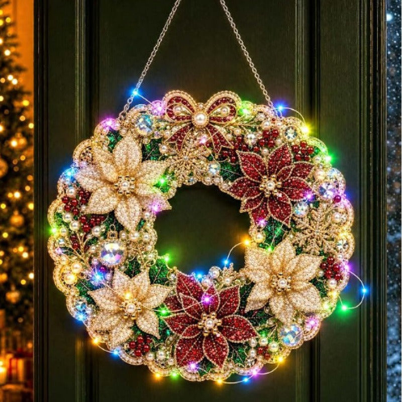 LED Christmas-Themed DIY Pearl and Diamond Painting（With string lights）