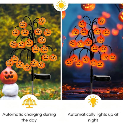 Solar-powered Halloween ground-stake lights for outdoor holiday decoration