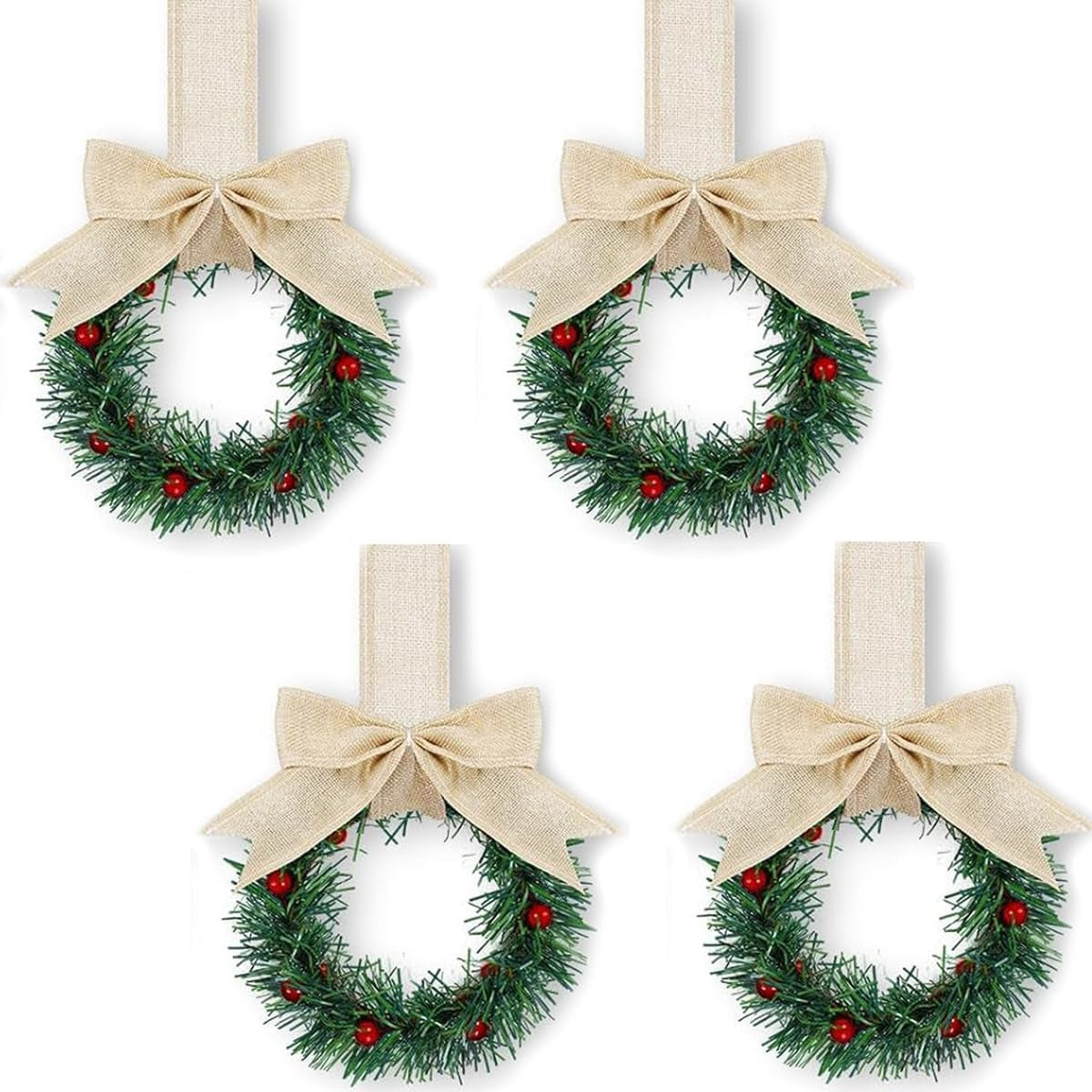 Christmas wreath with berry and bow accents