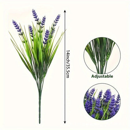 Outdoor Artificial 10-Stem Spring Grass and Lavender Bouquet