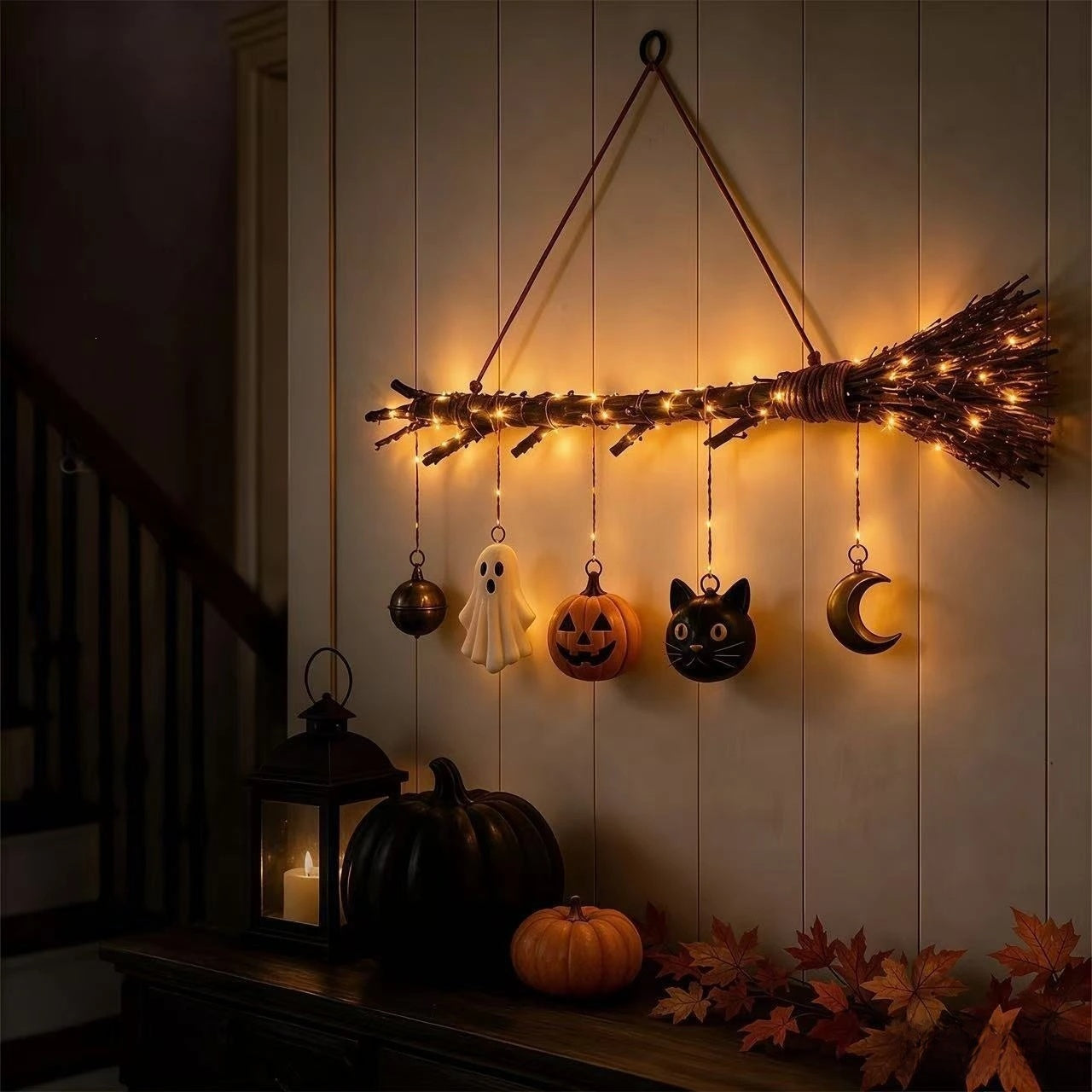 Light-up Halloween witch's broom