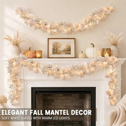 Halloween Artificial Maple Leaf and Pumpkin Decorative String Lights