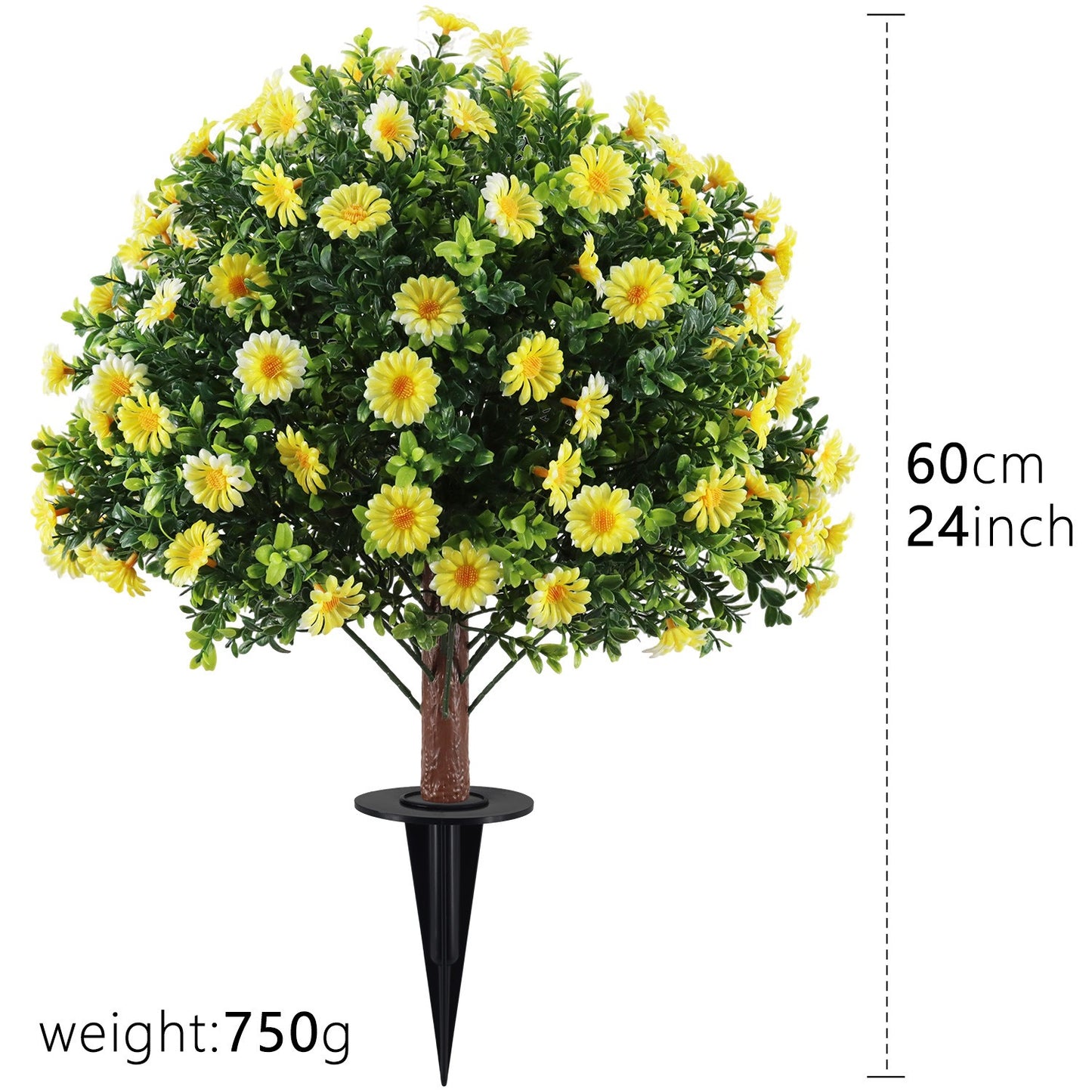 Outdoor Artificial Daisy and Boxwood Ground-Insert Plant