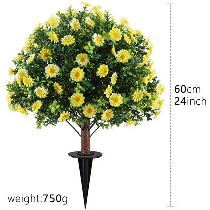 Outdoor Artificial Daisy and Boxwood Ground-Insert Plant