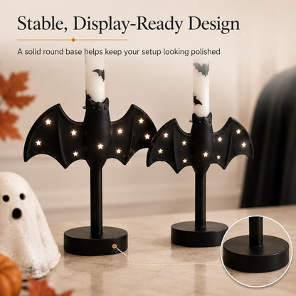 Bat-shaped flameless candle holder base