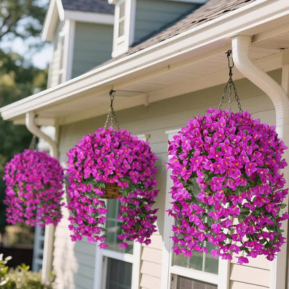 Artificial Bougainvillea Hanging Basket with Trailing Flowers