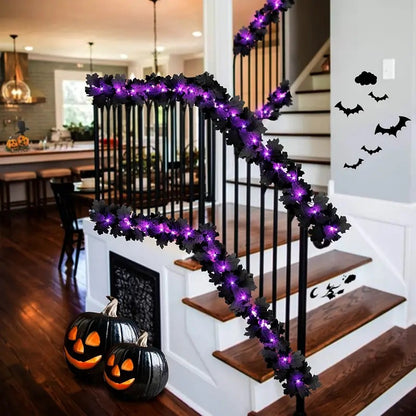 Halloween Maple Leaf Wreath with LED Ambient Lights