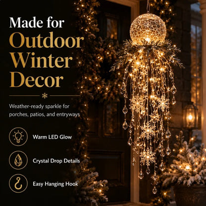 Hanging LED Christmas Porch Light – Crystal Snowflake Waterfall