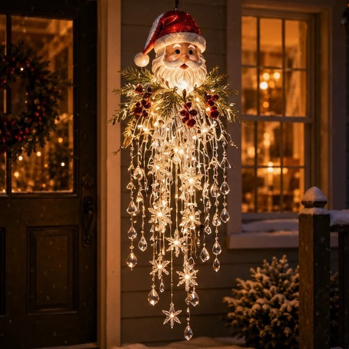 Hanging LED Christmas Porch Light – Crystal Snowflake Waterfall