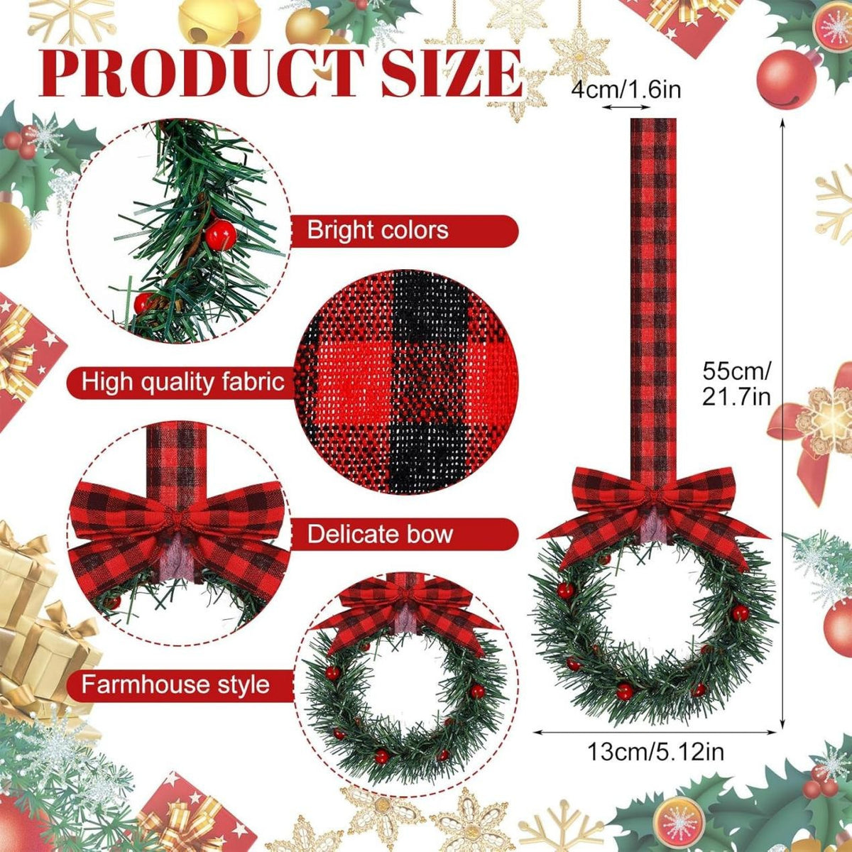 Christmas wreath with berry and bow accents
