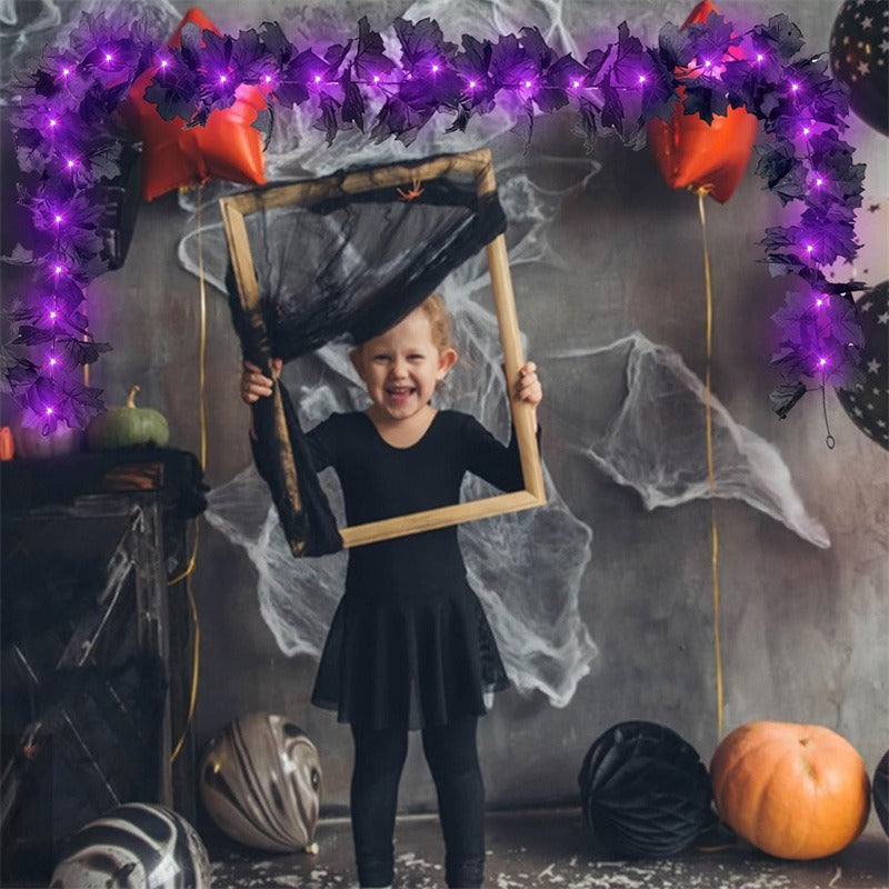 Halloween Maple Leaf Wreath with LED Ambient Lights