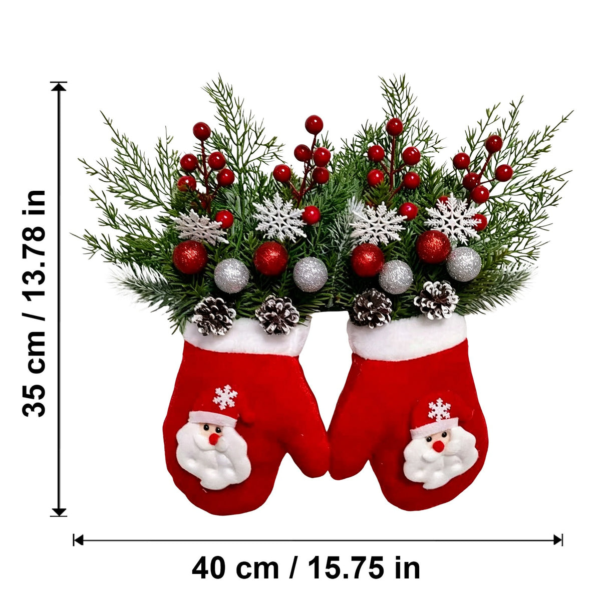 Sparkling Christmas Wreath with Gloves and Artificial Flowers（With light）