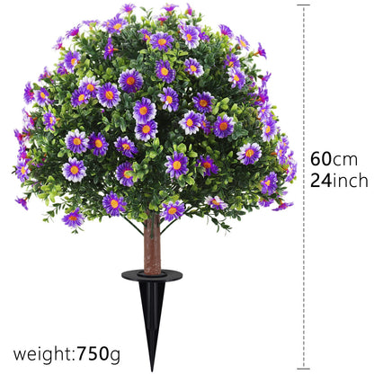 Outdoor Artificial Daisy and Boxwood Ground-Insert Plant
