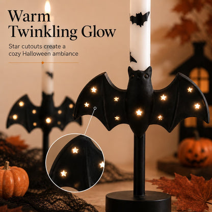 Bat-shaped flameless candle holder base