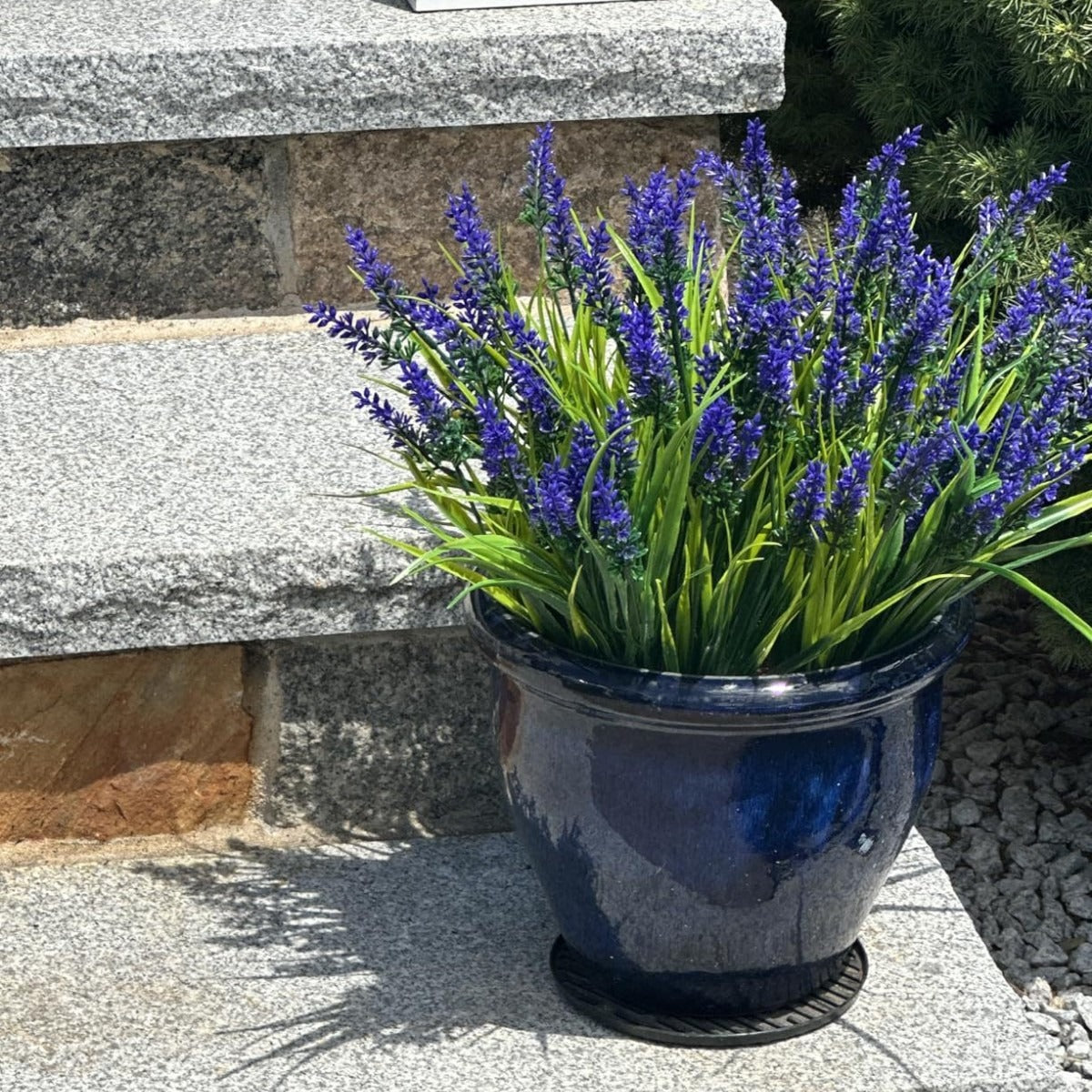 Outdoor Artificial 10-Stem Spring Grass and Lavender Bouquet