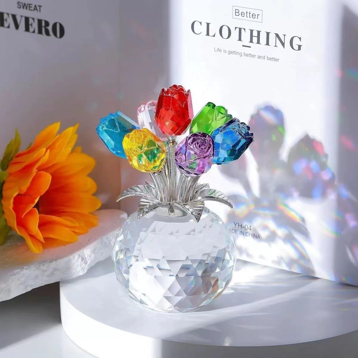 Exquisite Crystal Rose Ornament