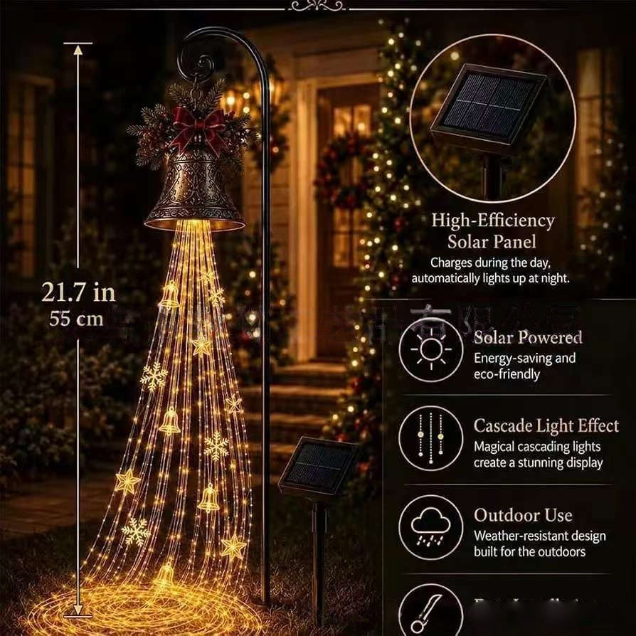 Christmas Bell Cascade Solar Yard Light
