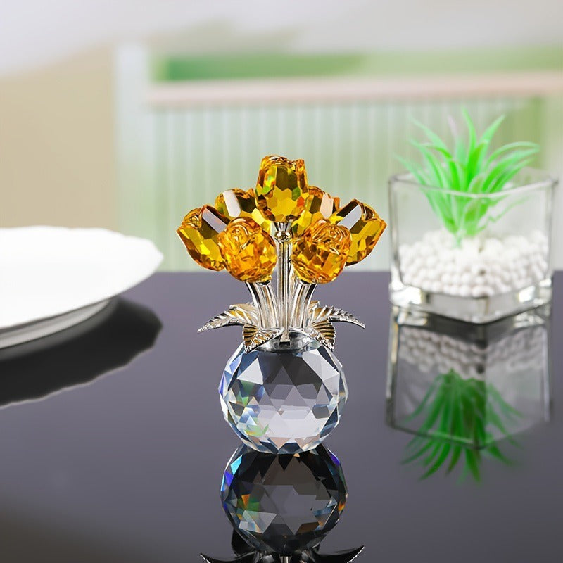 Exquisite Crystal Rose Ornament