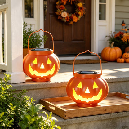 Solar-Powered Halloween Pumpkin Lantern Hanging Garden Light