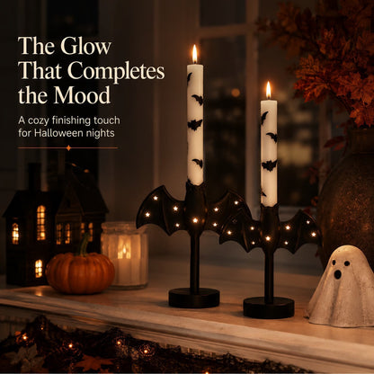 Bat-shaped flameless candle holder base