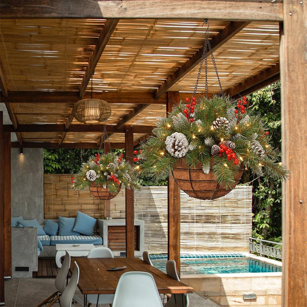 Artificial Hanging Basket Christmas Wreath