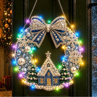 Blue Bow and House Wreath