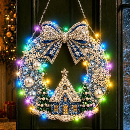 LED Christmas-Themed DIY Pearl and Diamond Painting（With string lights）