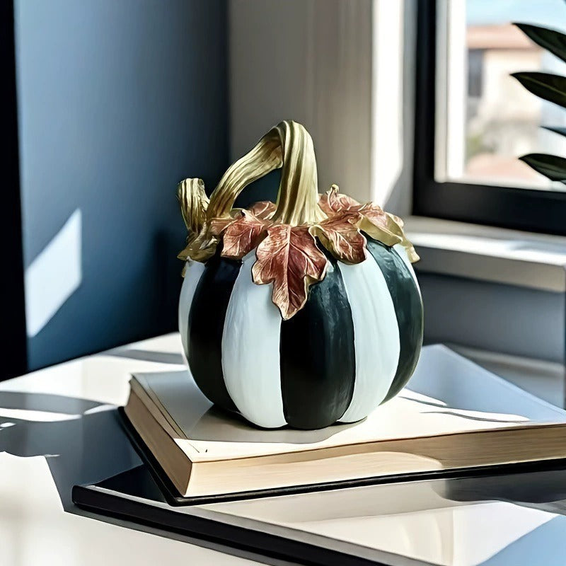 Black and White Artistic Pumpkin Halloween Ornament