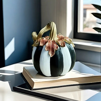 Black and White Artistic Pumpkin Halloween Ornament