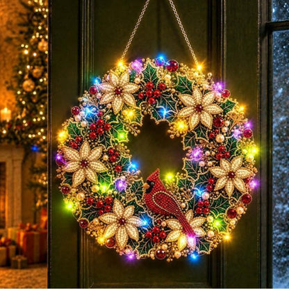 LED Christmas-Themed DIY Pearl and Diamond Painting（With string lights）