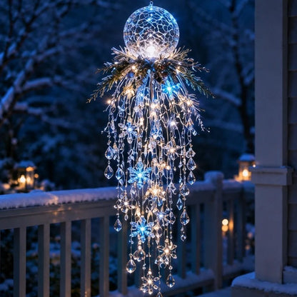 Hanging LED Christmas Porch Light – Crystal Snowflake Waterfall