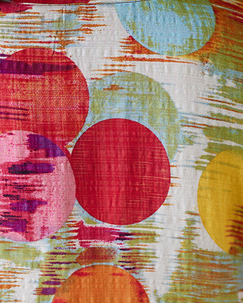 Colorful Polled V-neck Cotton-linen Loose Dress