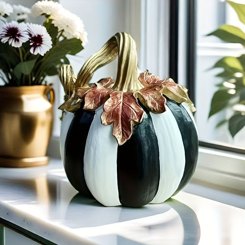 Black and White Artistic Pumpkin Halloween Ornament