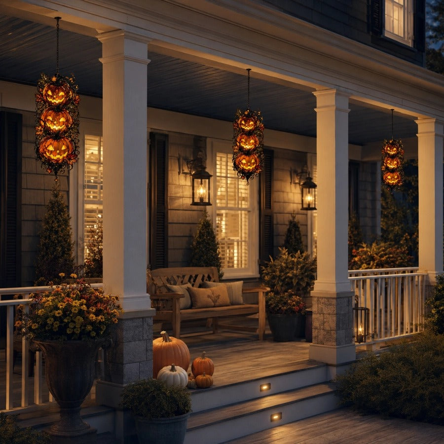 Acrylic Triple-Pumpkin Halloween Hanging Decoration