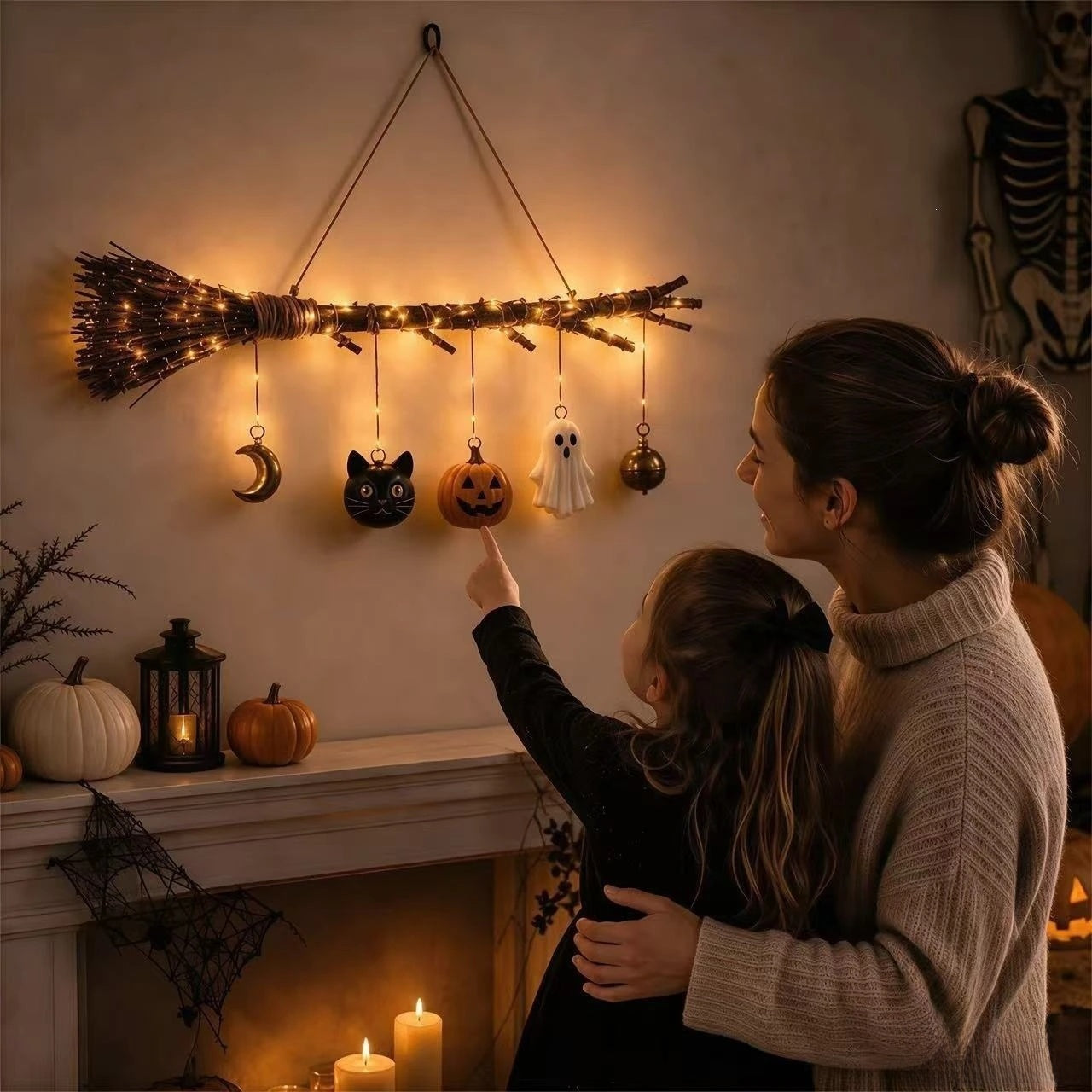 Light-up Halloween witch's broom