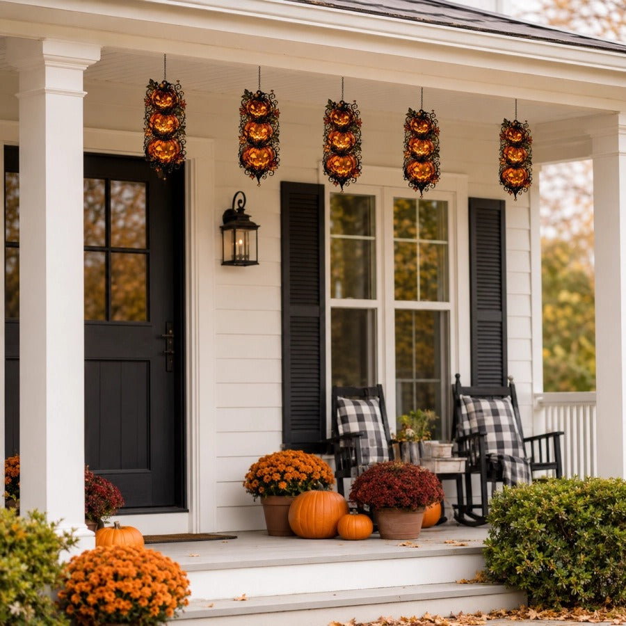 Acrylic Triple-Pumpkin Halloween Hanging Decoration