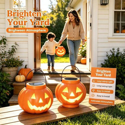 Solar-Powered Halloween Pumpkin Lantern Hanging Garden Light