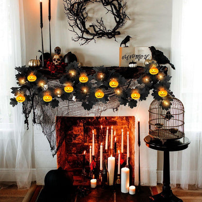 Halloween Maple Leaf Wreath with LED Ambient Lights