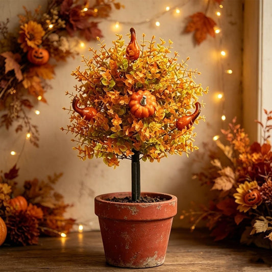 Halloween-themed eucalyptus pumpkin planting