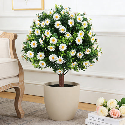Outdoor Artificial Daisy and Boxwood Ground-Insert Plant