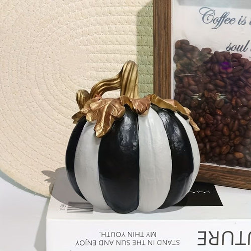 Black and White Artistic Pumpkin Halloween Ornament
